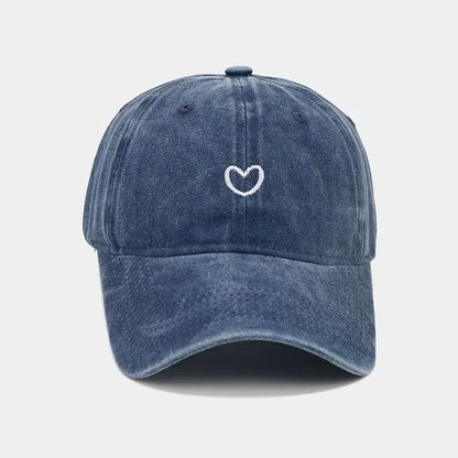 Washed Cotton Embroidered Love Retro Baseball Cap