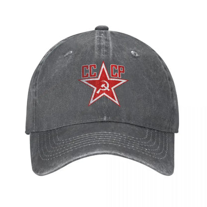 Russian Soviet CCCP Military Denim Baseball Cap