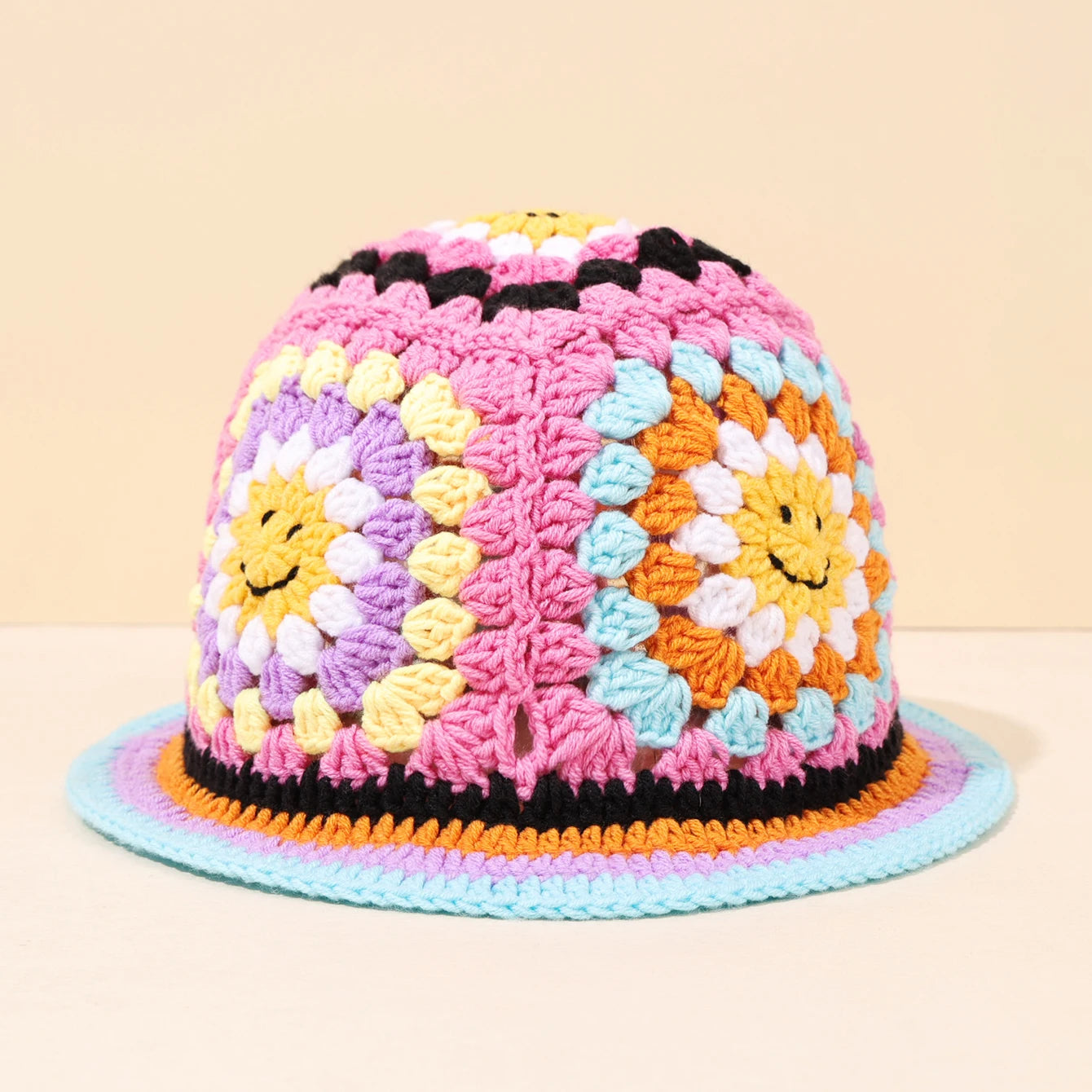 Retro Knitted Sunflower Fisherman Hat