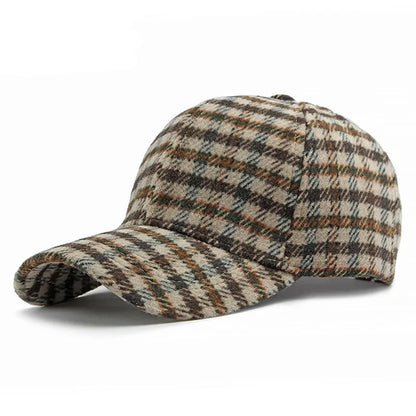 Elegant Plaid Fleece Warm Retro Snapback Cap