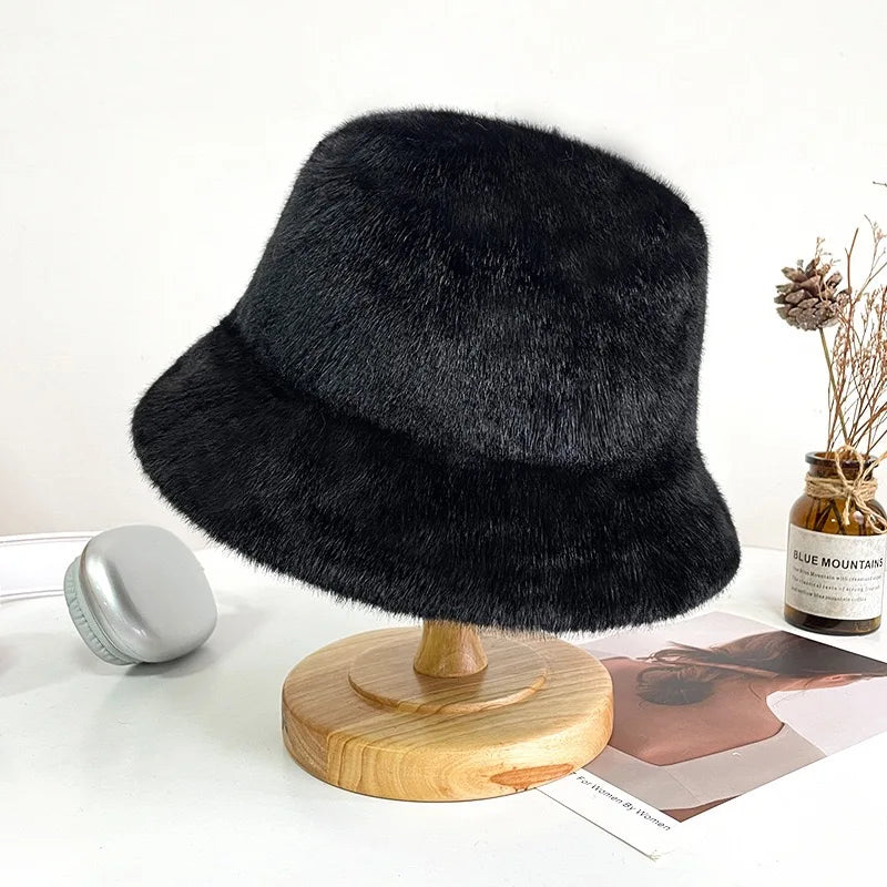 Fluffy Fur Warm Bucket Hat