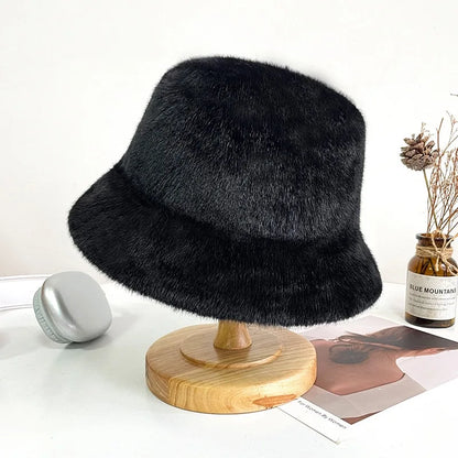 Fluffy Fur Warm Bucket Hat