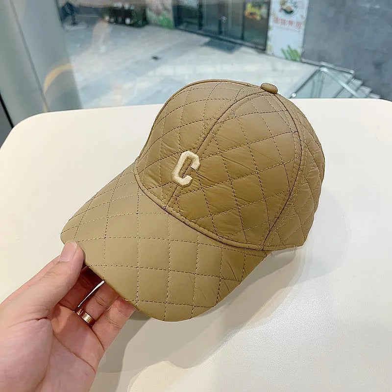 Quilted Letter Embroidered Baseball Cap