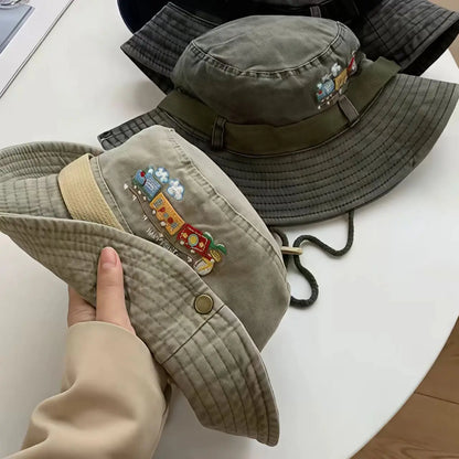 Vintage Outdoor Sun Protection Bucket Hat