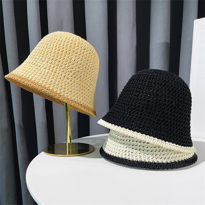 Japanese Style Simple Foldable Braid Women Bucket Hat