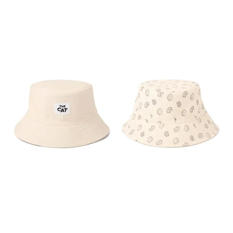 LDSLYJR Cartoon Cat Print Cotton Bucket Hat