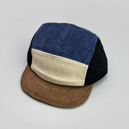 Japanese Color Block Corduroy Retro Snapback Cap
