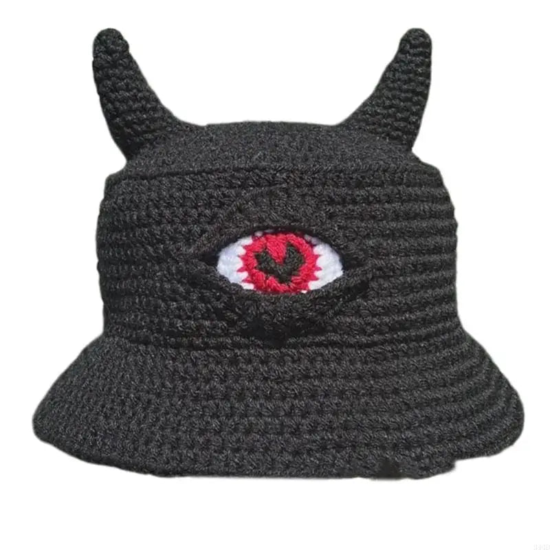 Unisex Devil Horn Knit Halloween Bucket Hat