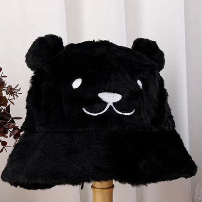 Cute Bear Plush Winter Bucket Hat