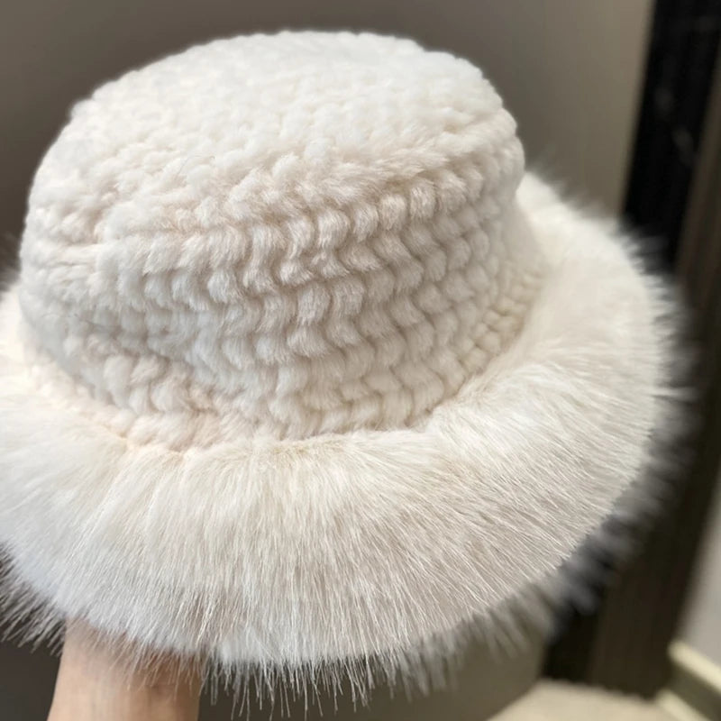 Mongolian Plush Fur Winter Bucket Hat