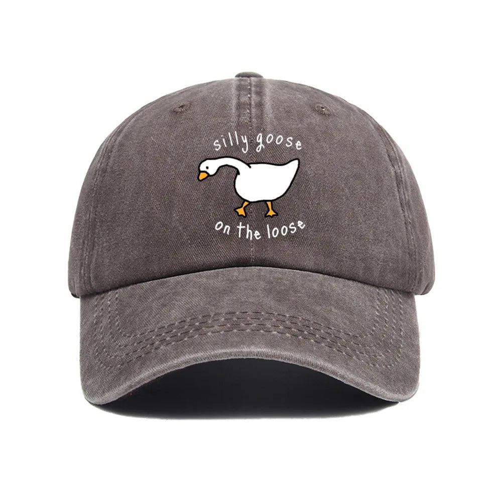 Big Goose Print Soft Top Baseball Cap
