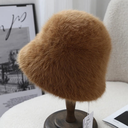 Angora Fluffy Winter Bucket Hat