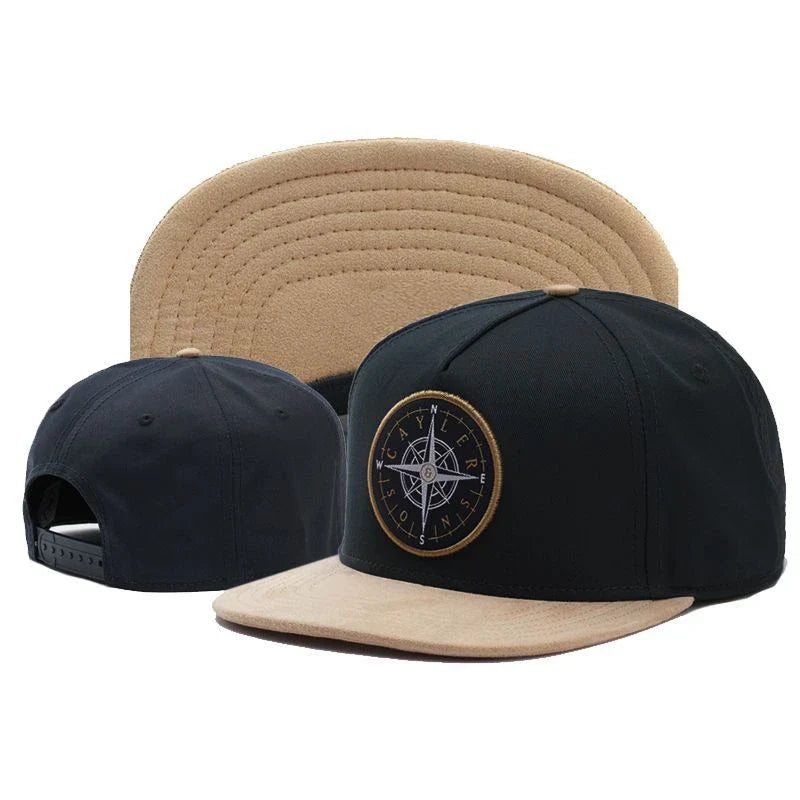 Fashion Compass Embroidery Button Duck Tongue Hat