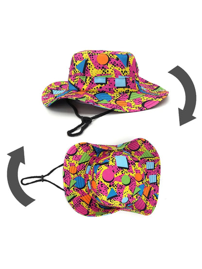 Unisex Wide Brim Bucket Hat Letter Print