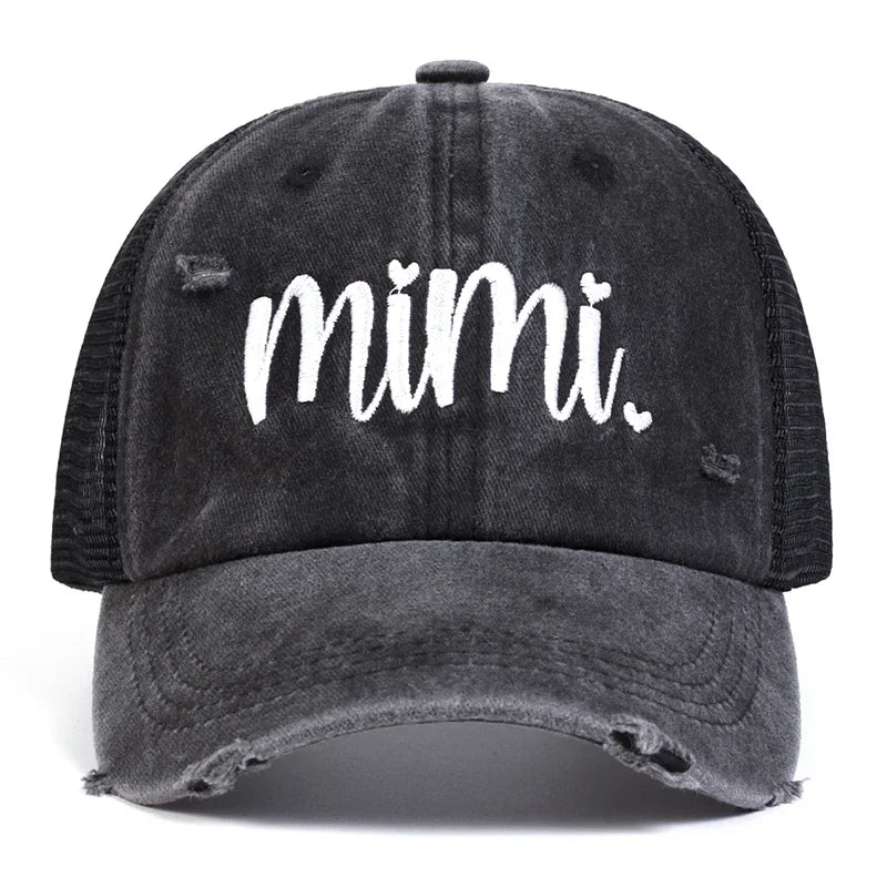 Unisex Mimi Gigi Embroidery Wash Baseball Net Caps
