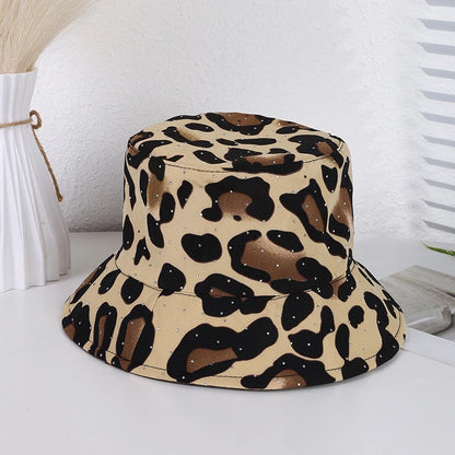 Leopard Print Diamond Reversible Bucket Hat