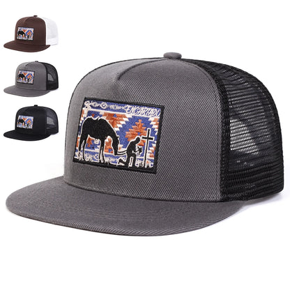 Unisex Horse Cross Embroidery Hip-hop Net Hats