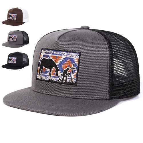 Unisex Horse Cross Embroidery Hip-hop Net Hats