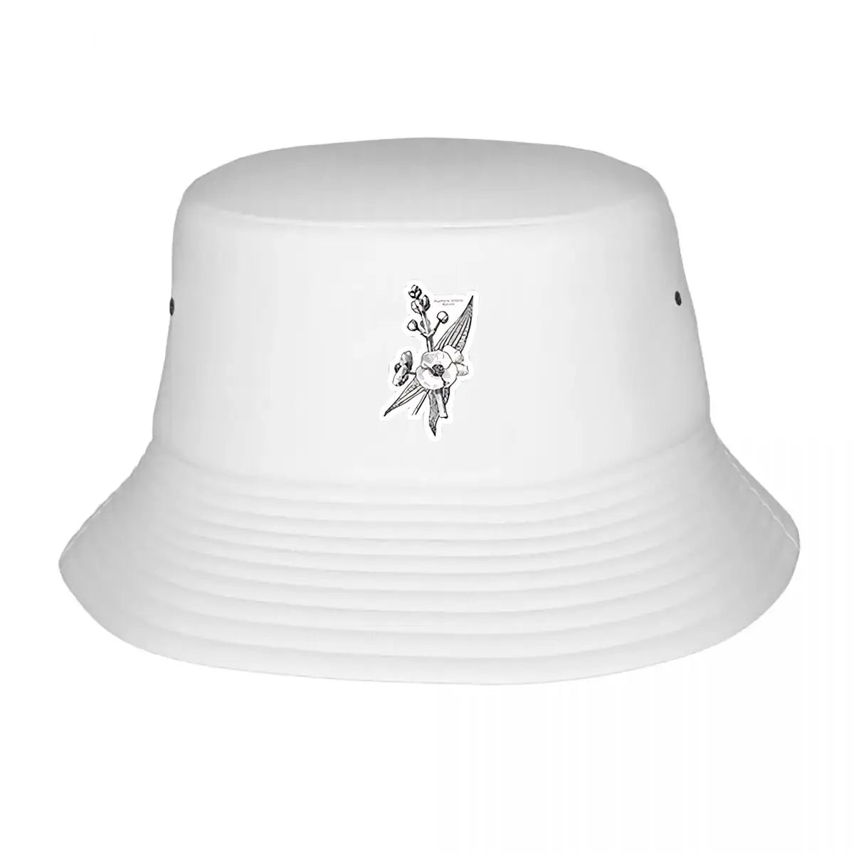 Monochrome Ink Floral Sticker Design Bucket Hat