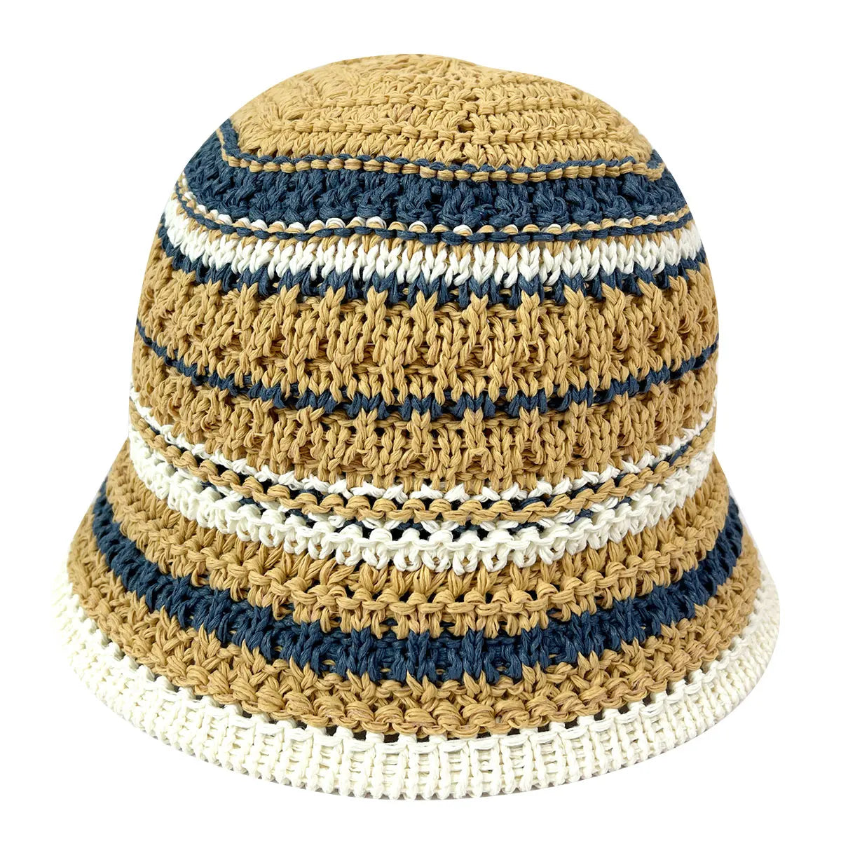 Womens Colorful Striped Knitted Travel Bucket Hat