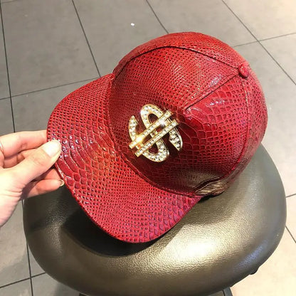 Crocodile Metal Label Flat Brim Hip Hop Cap