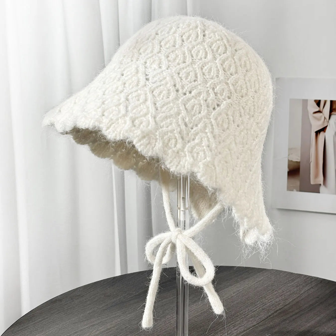Solid Color Cable Knit Wool Winter Bucket Hat