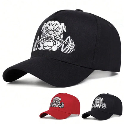 Bulldog Dumbbells Embroidered Sports Baseball Cap