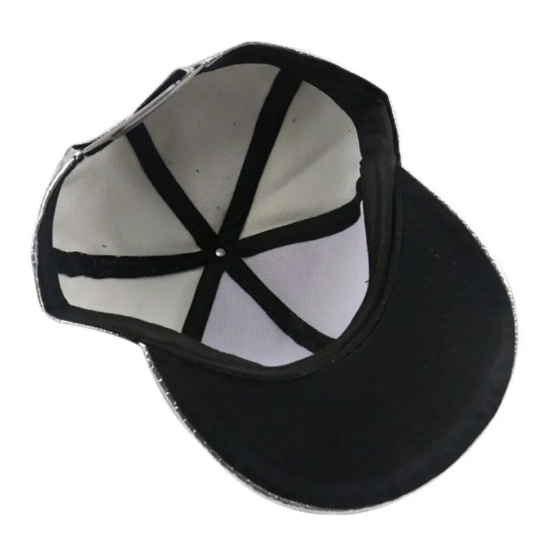 PU Crocodile Skin Letter Embroidered Flat Brim Baseball Hat