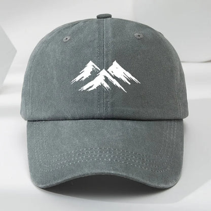 Mountain Print Washed Retro Duckbill Baseball Cap