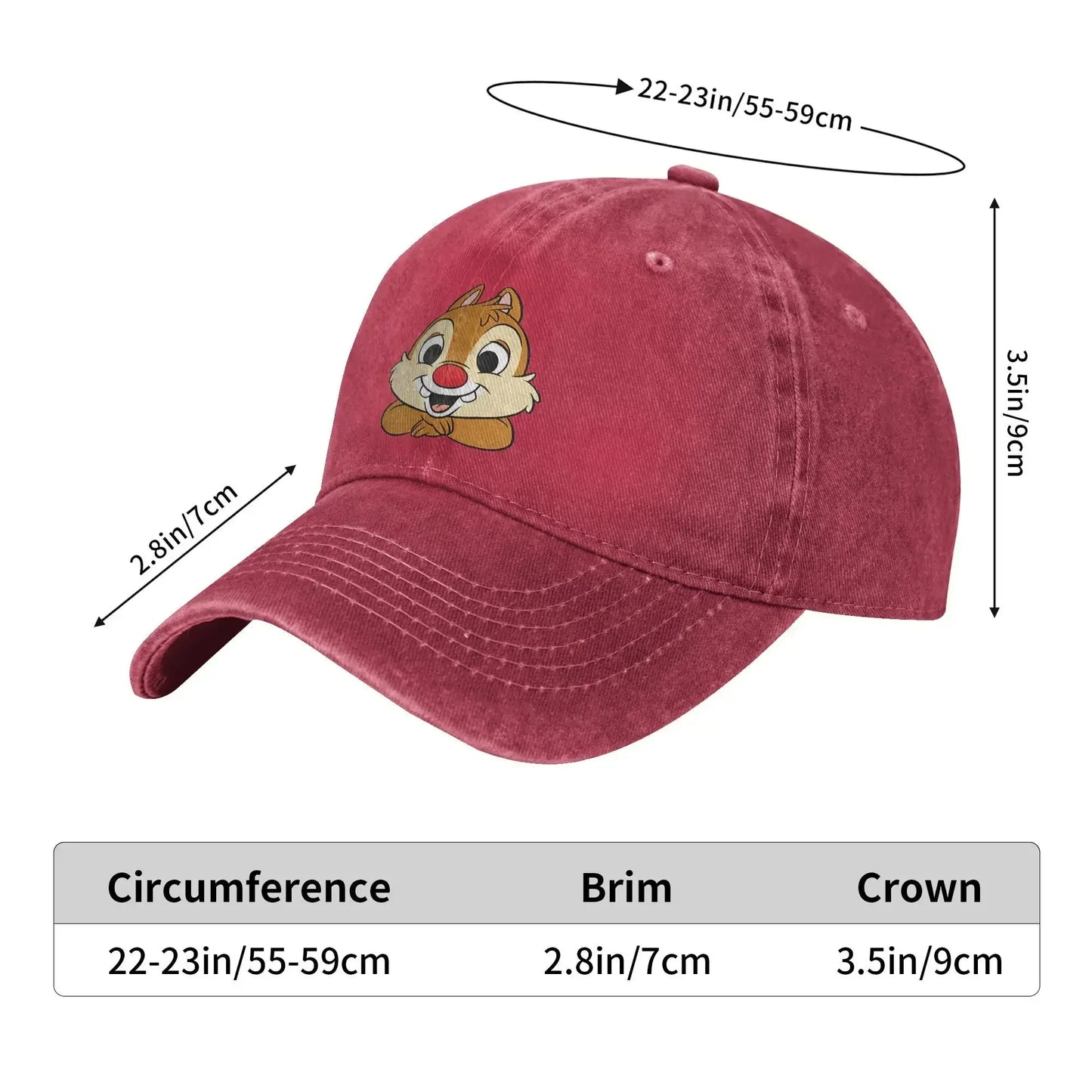 Chip N Dale Washed Y2K Funny Baseball Cap