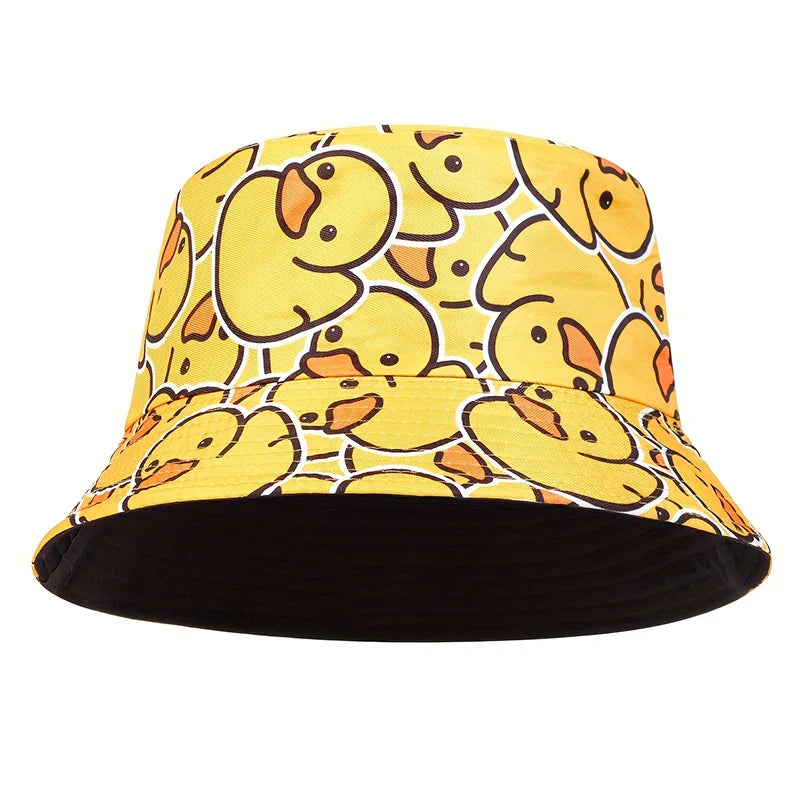 Panama Bucket Hat Little Yellow Duck Print Fisherman hats outdoor Fishing Sun Hat