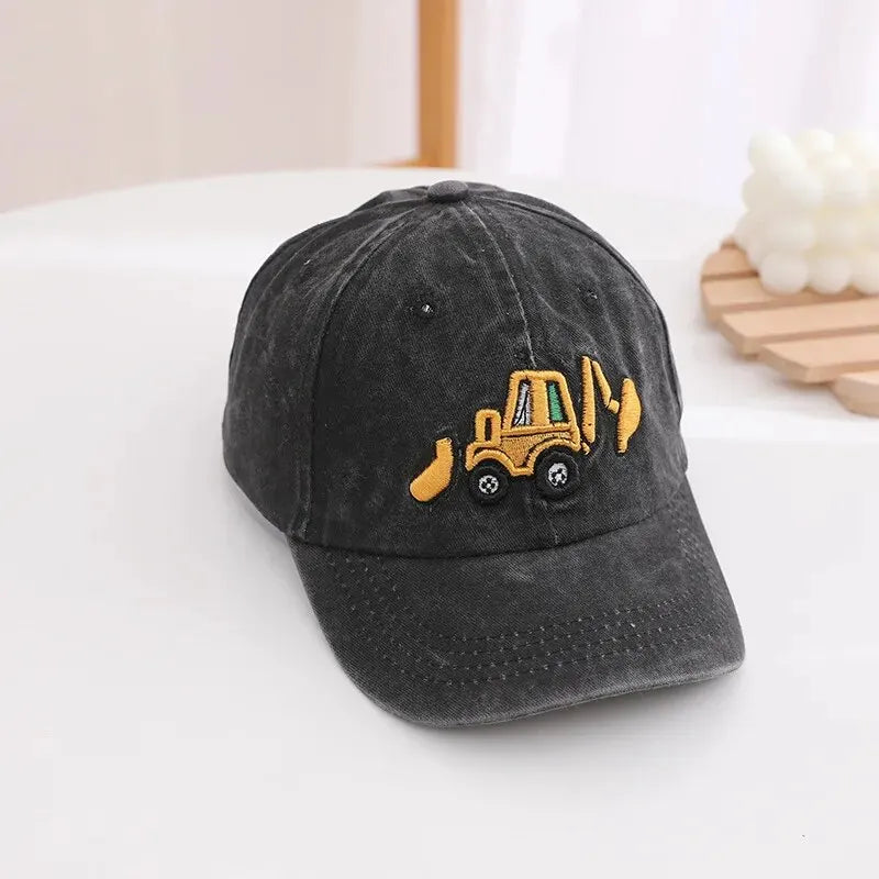 Children Excavator Embroidery Baseball Caps