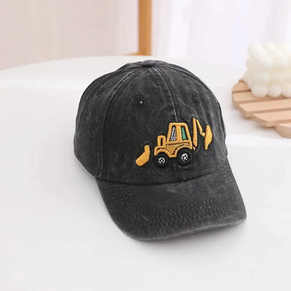 Children Excavator Embroidery Baseball Caps