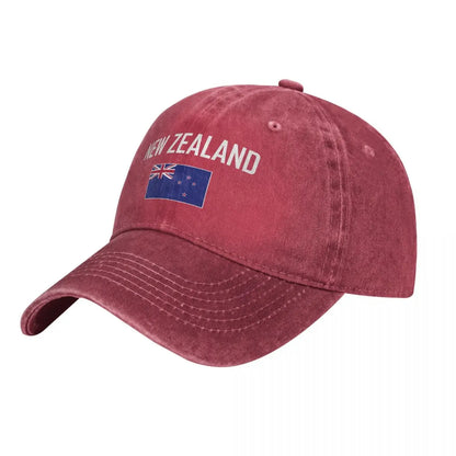 New Zealand Flag Charcoal Washed Denim Baseball Cap