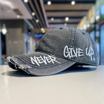 Vintage Washed Cotton Letter Baseball Cap
