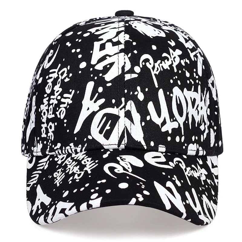 Letter Graffiti Print Adjustable Baseball Cap