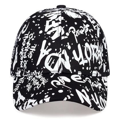 Letter Graffiti Print Adjustable Baseball Cap