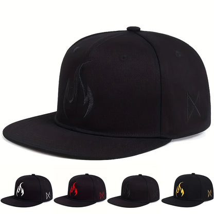 Flame Embroidery Outdoor Sunscreen Snapback Cap