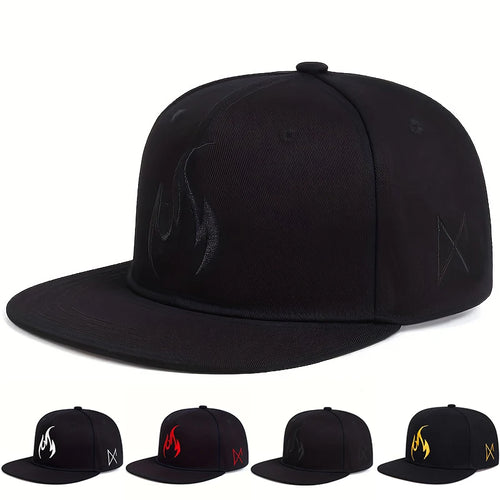 Flame Embroidery Outdoor Sunscreen Snapback Cap