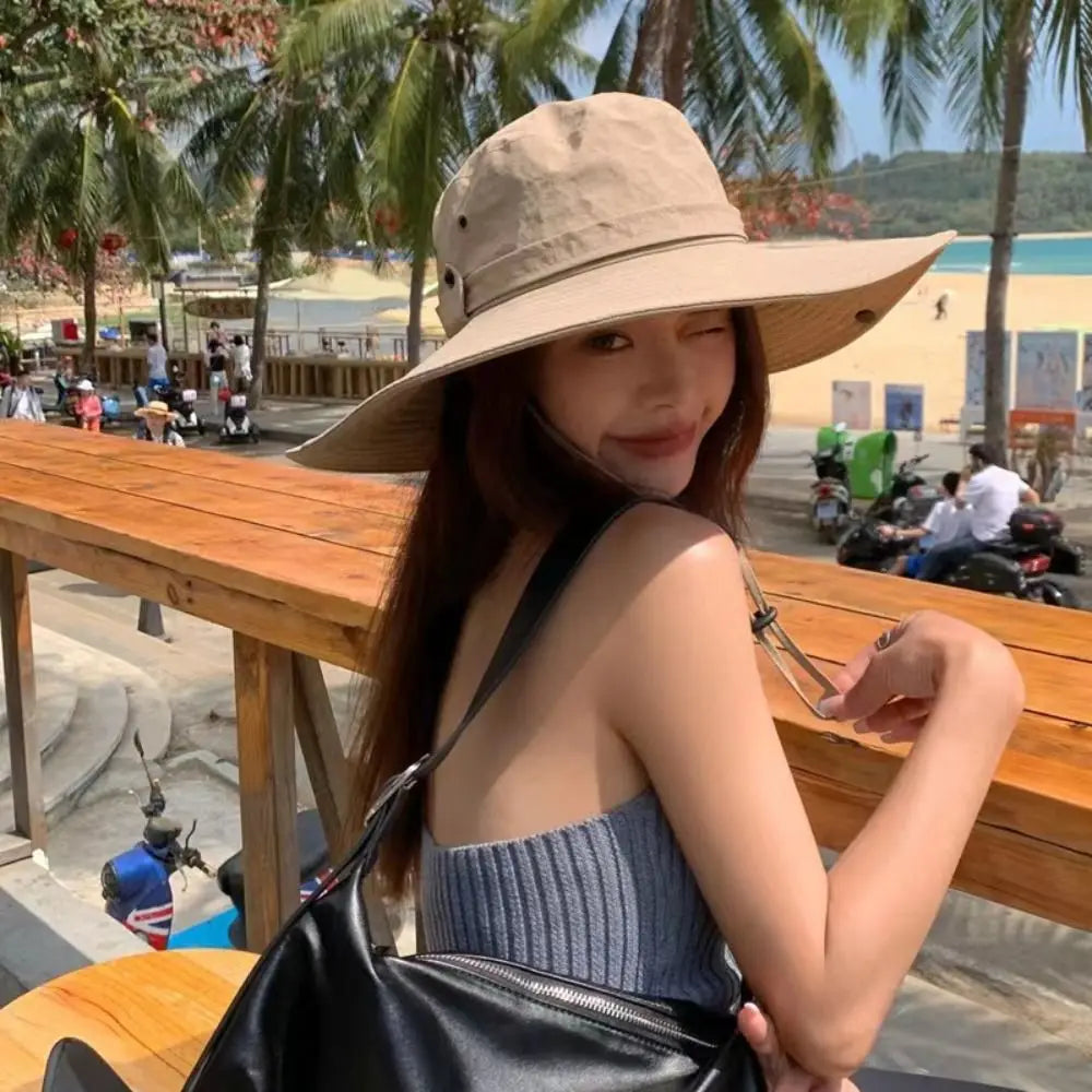 Unisex Waterproof Wide Brim Outdoor Panama Bucket Hat