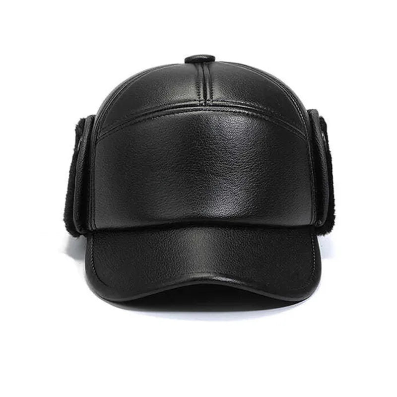 Men's PU Leather Warm Baseball Cap