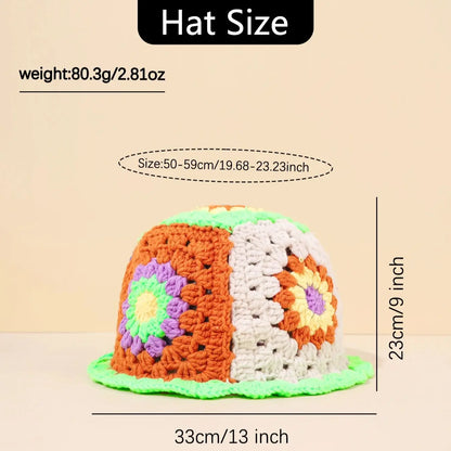 Ethnic Patchwork Warm Knitted Bucket Hat