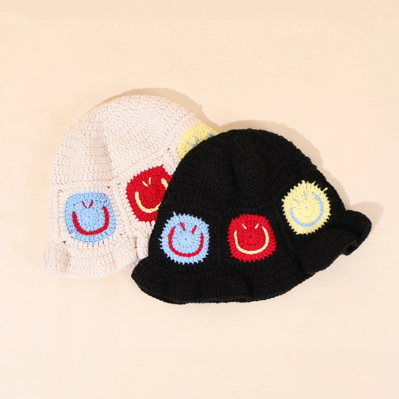 Cute Smiling Warm Knitted Bucket Hat