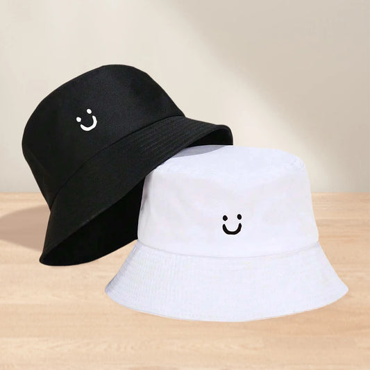 Smile Pattern Embroidered Fisherman's Hat