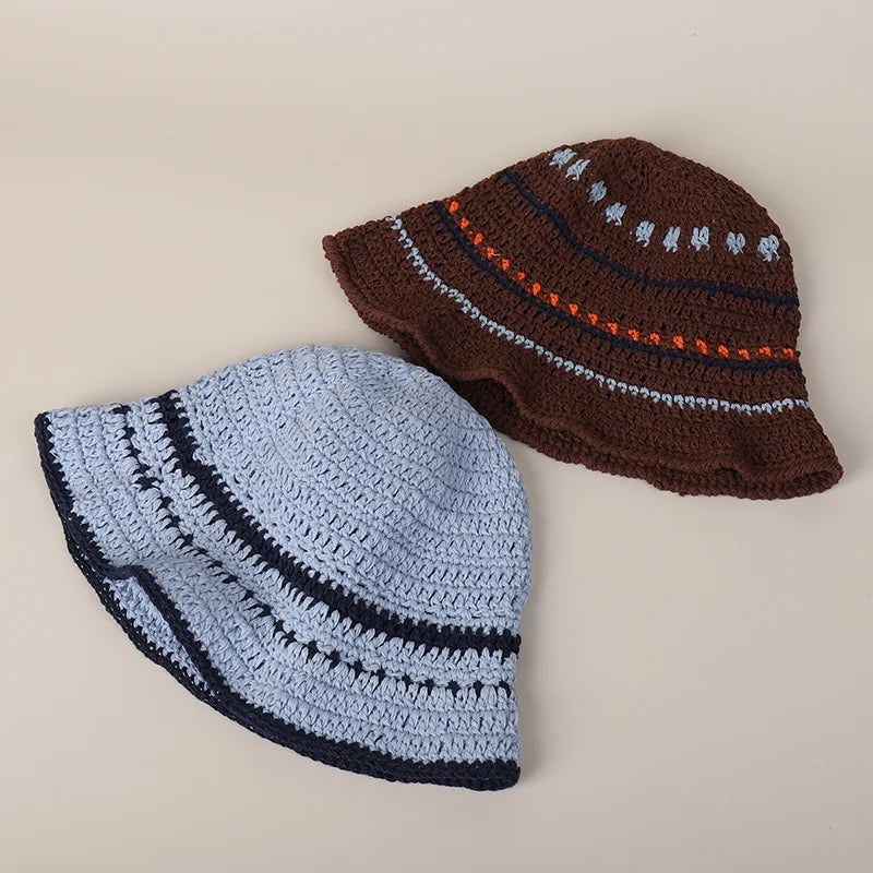 Japanese Korean Crochet Hand Woven Bucket Hat