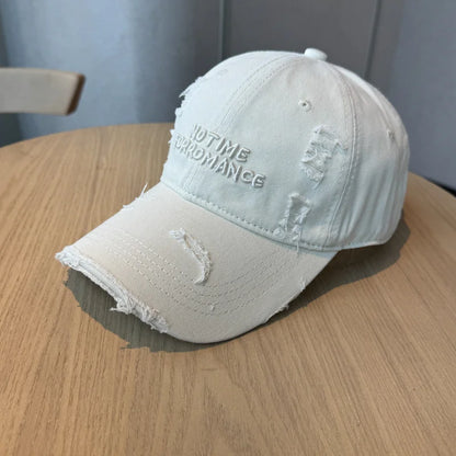 Distressed Washed 3D Embroidered Slim Visor Baseball Cap