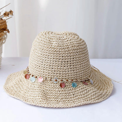 Multicolor Crochet Foldable Straw Bucket Hat