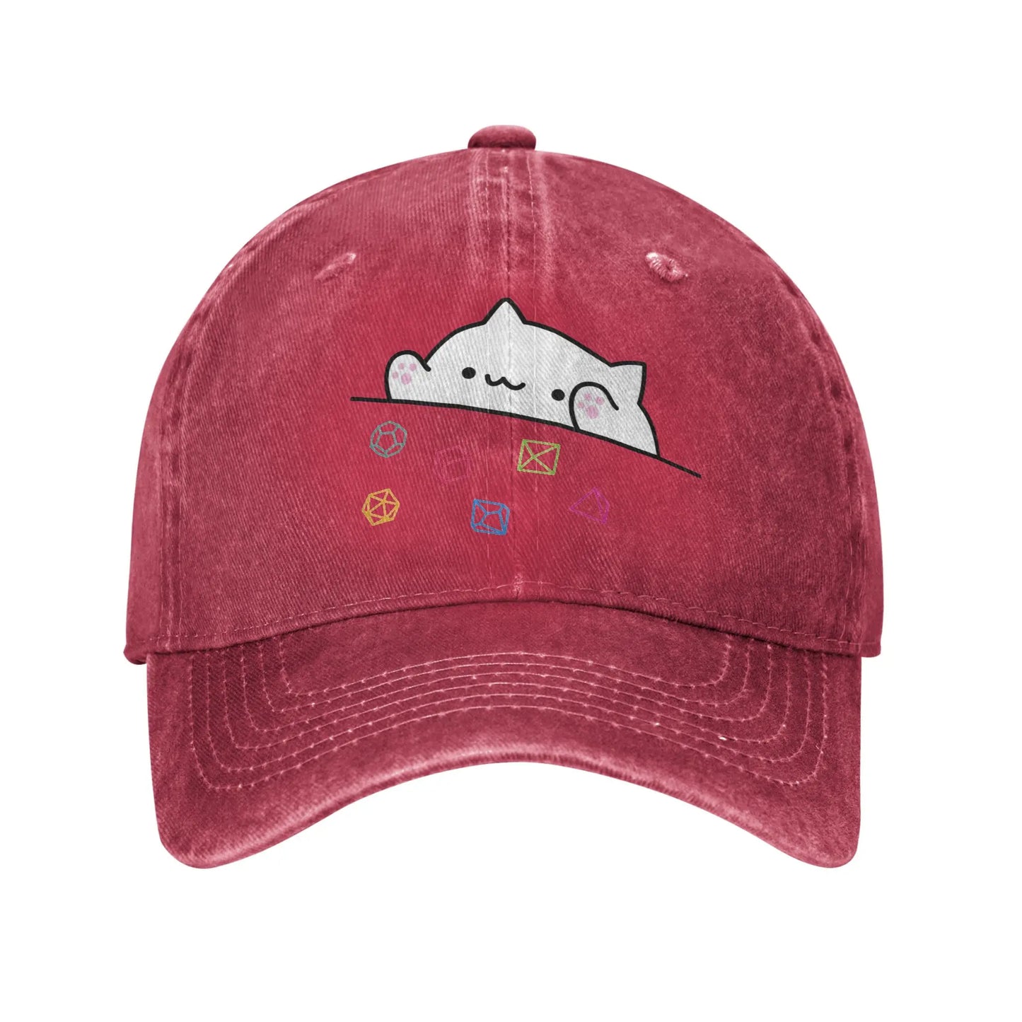Vintage Dice Cat DnD Distressed Denim Snapback Baseball Cap