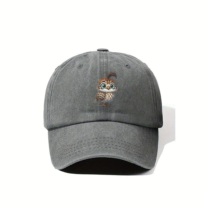 Cute Cartoon Owl Washed Casual Baseball Cap