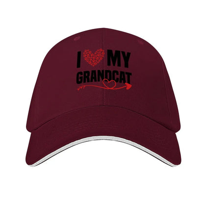 I Love My Grandcat Heart Paw Cat Lovers Baseball Hat